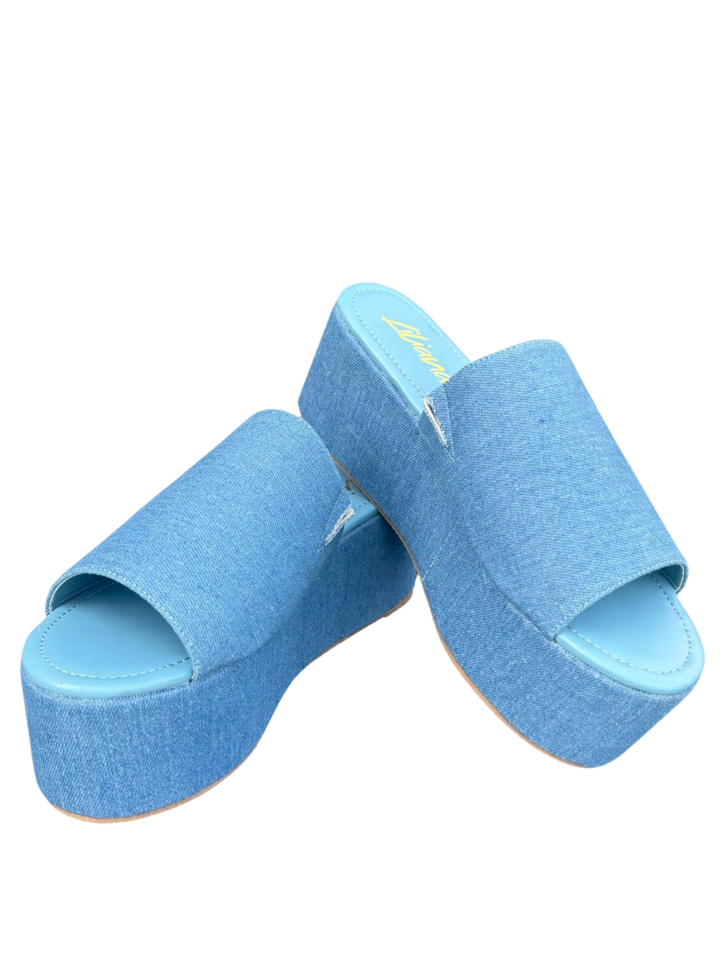 Denim Wedge Slide on Sandal