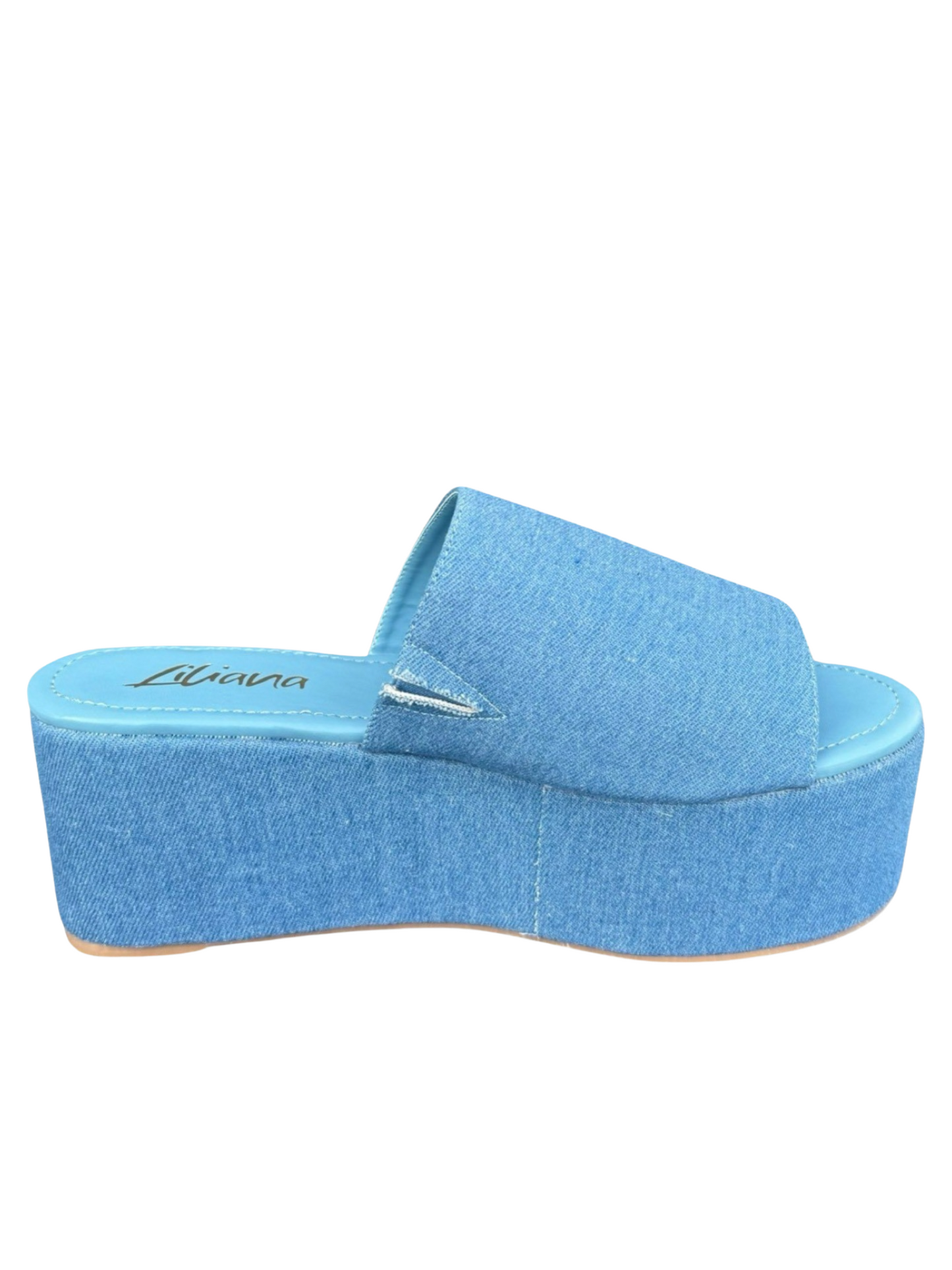 Denim Wedge Slide on Sandal